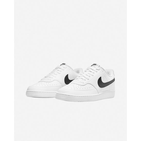 NWT Nike Men\'s Court Vision Low Next Nature Sneaker, White/Black/White, 10
